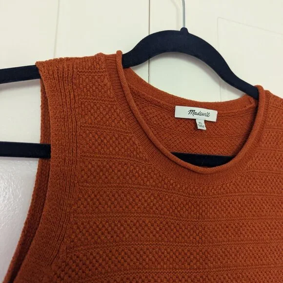 🧡 Madewell "Norris" Burnt Orange Sleeveless Tank Cotton Crewneck Sweater | XL - Picture 3 of 10